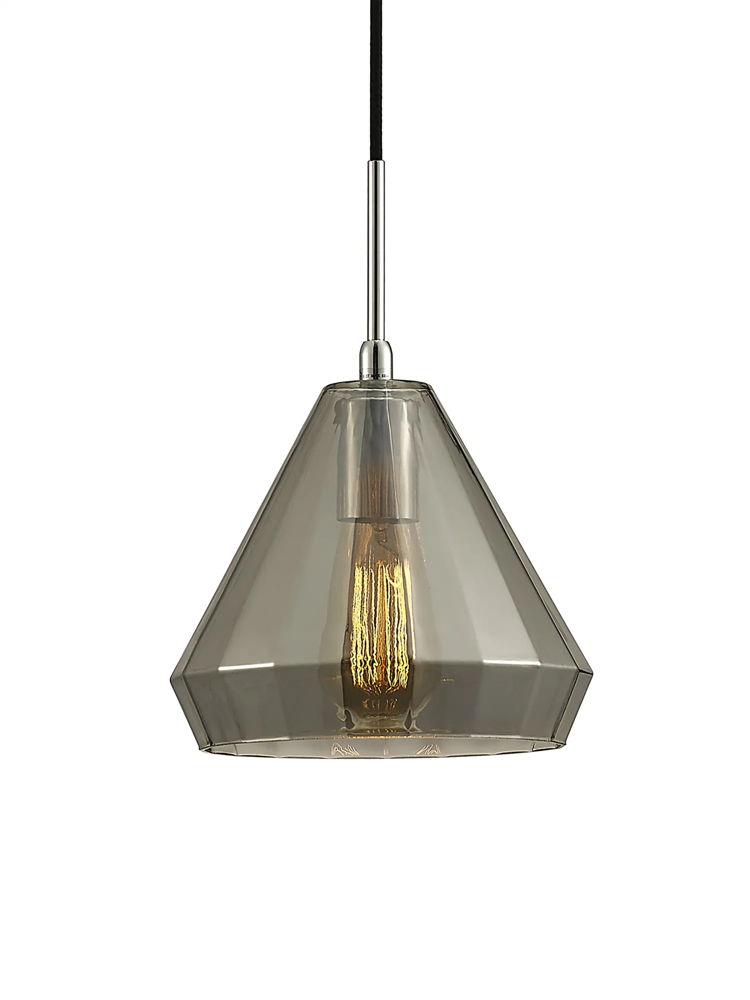 Markus Glass Pendant 1 Light Smoke Medium Cone Polished Chrome D0109  Deco Markus